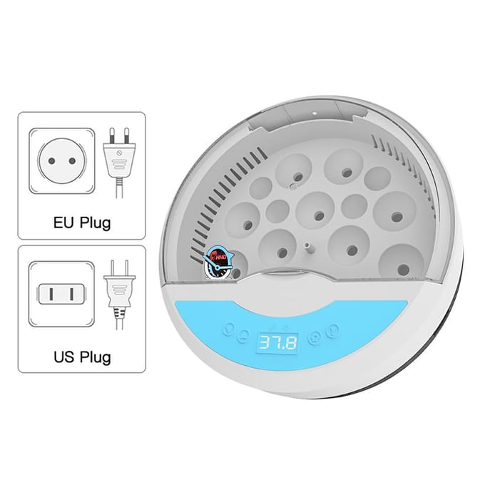 Broedmachine voor 9 eieren met temperatuurweergave, eierkaarslamp en touchscreen, Chick Cozy Broedmachine EU Plug brown