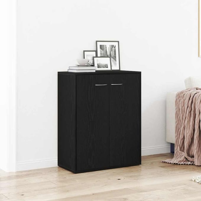 vidaXL - Dressoir - Zwart - Eiken - 60x30x75 - cm - Engineered - Wood