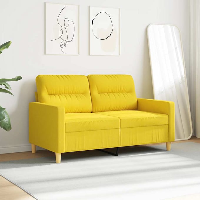 Vidaxl Bank 2-Persoons, Lichtgeel, 120 Cm, Bekleed met Stof
