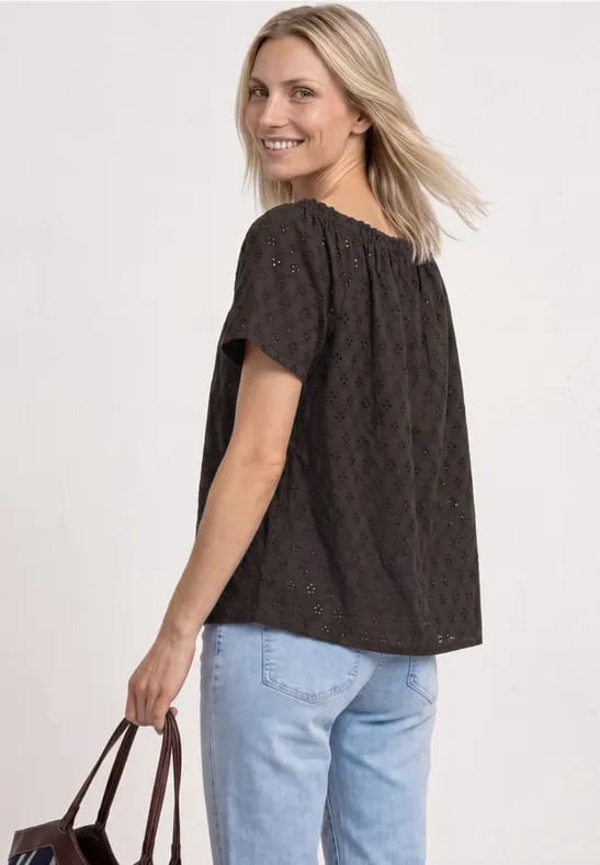 Carmen Bluse mit Shiffley-Muster