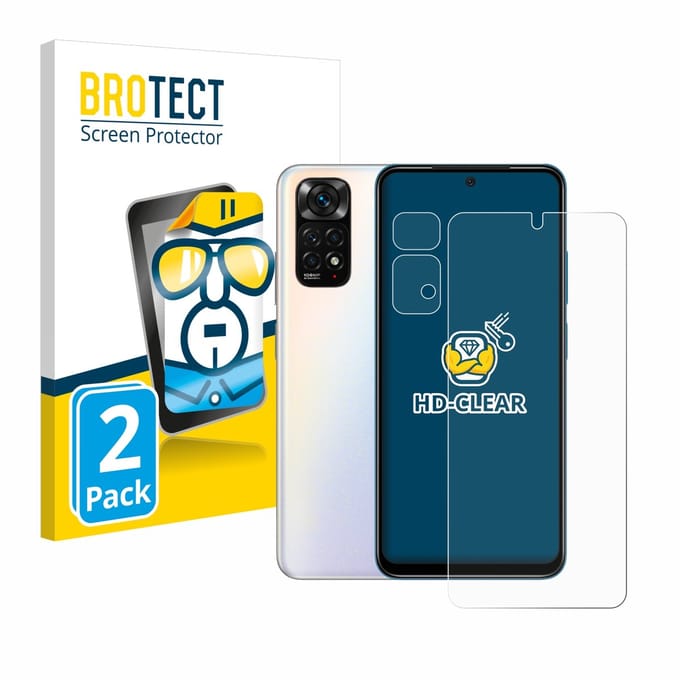 BROTECT - Screenprotector voor Xiaomi Redmi Note 11S (Voor+Camera) - Folie Beschermfolie transparant 2 Stuks