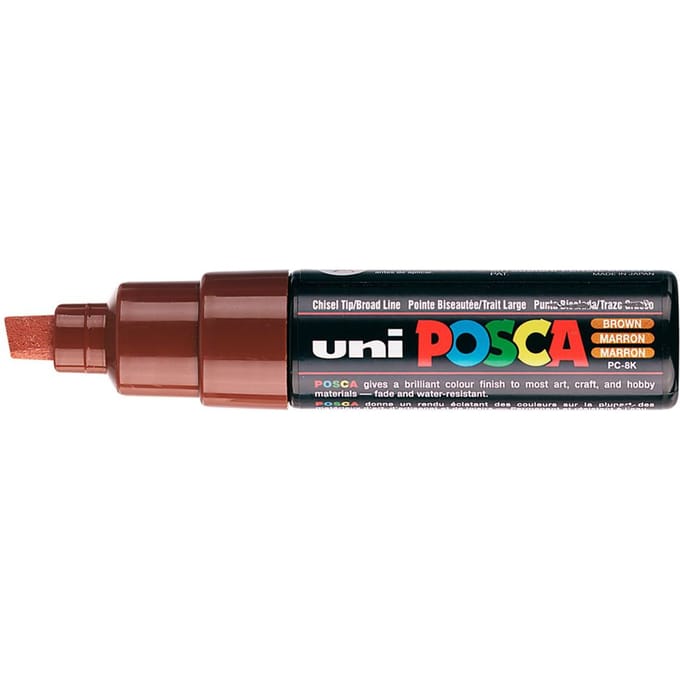 Bruin verfstift op waterbasis met schuine punt breed