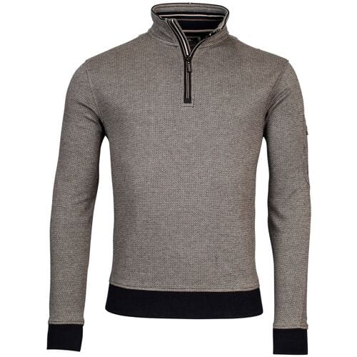 Baileys Trui Sweat Halfzip 2-Tone Allover Jacquard Beige / male