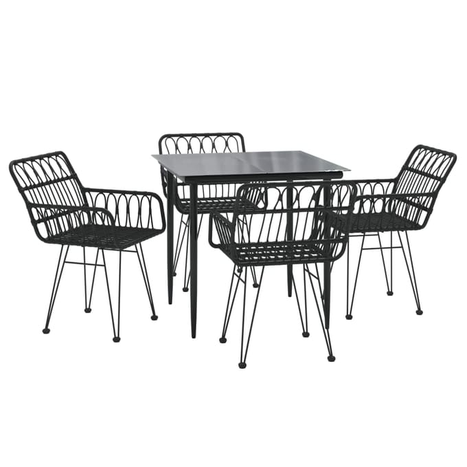 vidaXL - 5-delige - Tuinset - poly - rattan - zwart