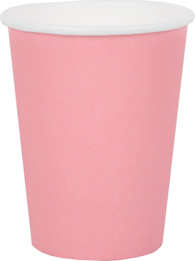 Santex feest/verjaardag bekertjes - 10x stuks - karton - roze - 260 ml