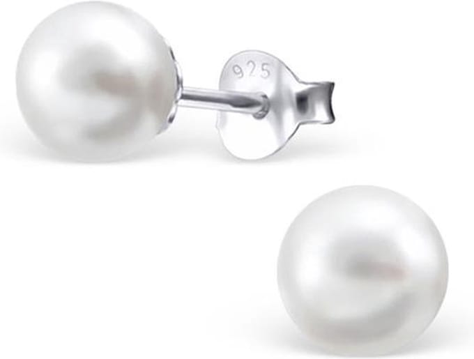 Amanto Oorbellen Franka White - 925 Zilver - Synth. Parel - ∅6mm