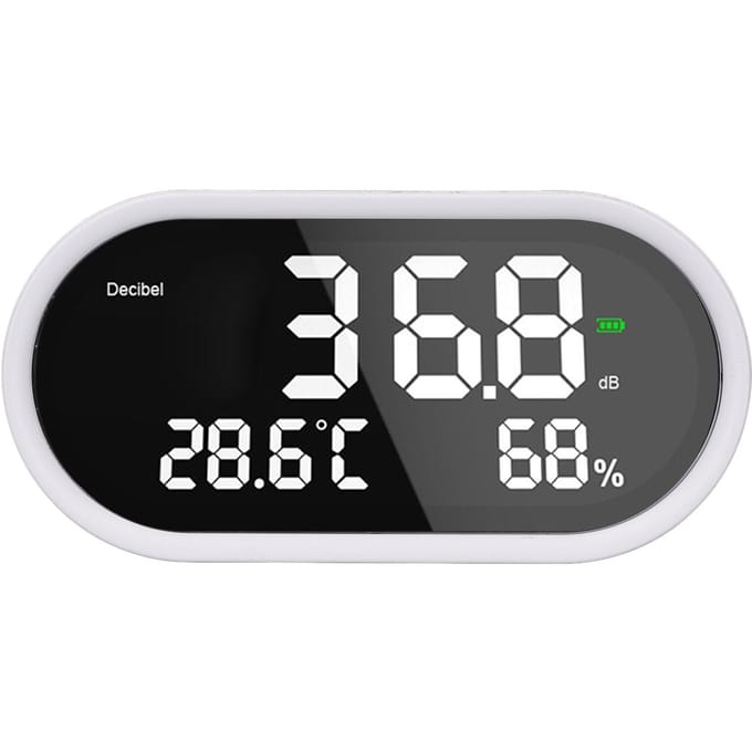 Digitale Decibelmeter LCD-Display Hoge Nauwkeurigheid Bureau Temperatuur Vochtigheid Geluidsniveau Meter voor black