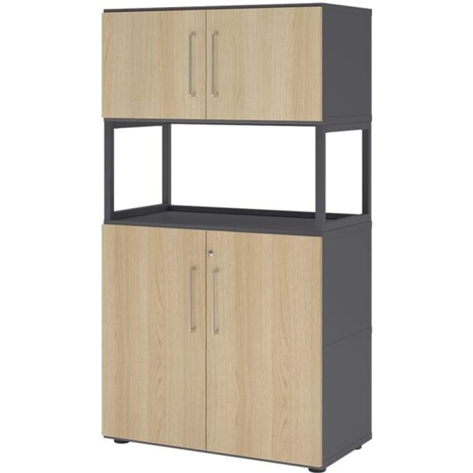 FlexWall | 4 OH | 2x deuren + frame | met verstelbare poten - Grafiet/Eiken