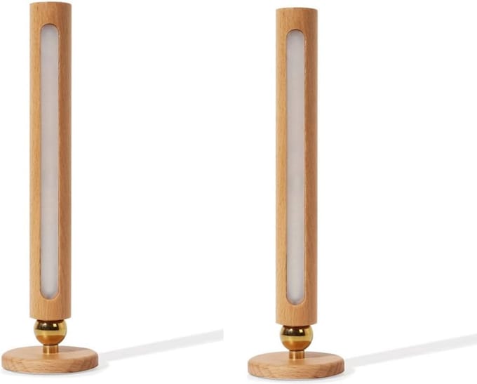 Draadloze Houten LED Wandlamp Dimbaar met Touch Sensor - Oplaadbaar Batterij Nachtlamp