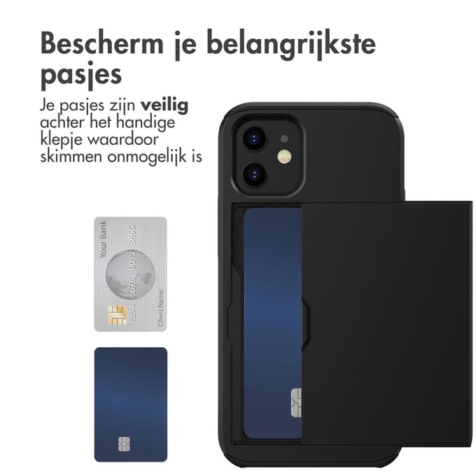 imoshion Hoesje met Pasjeshouder - Geschikt voor Apple iPhone 12 Mini - Zwart
