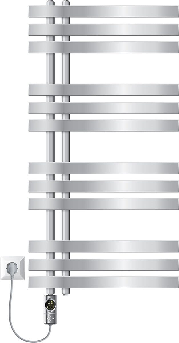 LuxeBath elektrische badkamer radiator Ijzer EM 500x1000mm chroom met verwarmingselement 600W thermostaat digitaal display, handdoekradiator elektrische handdoekwarmer paneelradiator design radiator