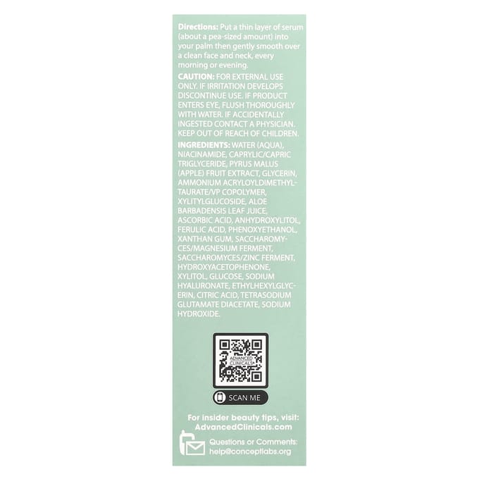 Advanced Clinicals, 5% Niacinamide-serum, professionele sterkte, (52 ml)