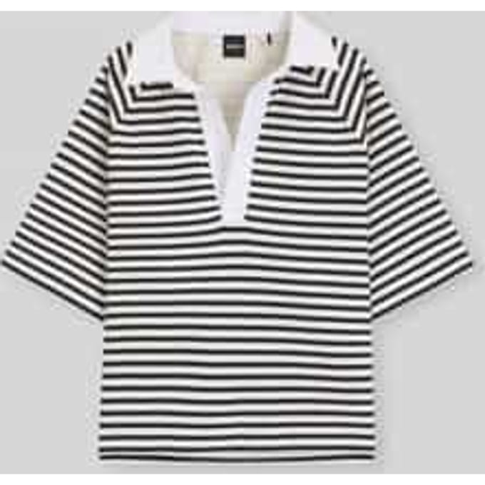 Loose fit poloshirt van katoenmix model 'ESSIPA_STRIPED'