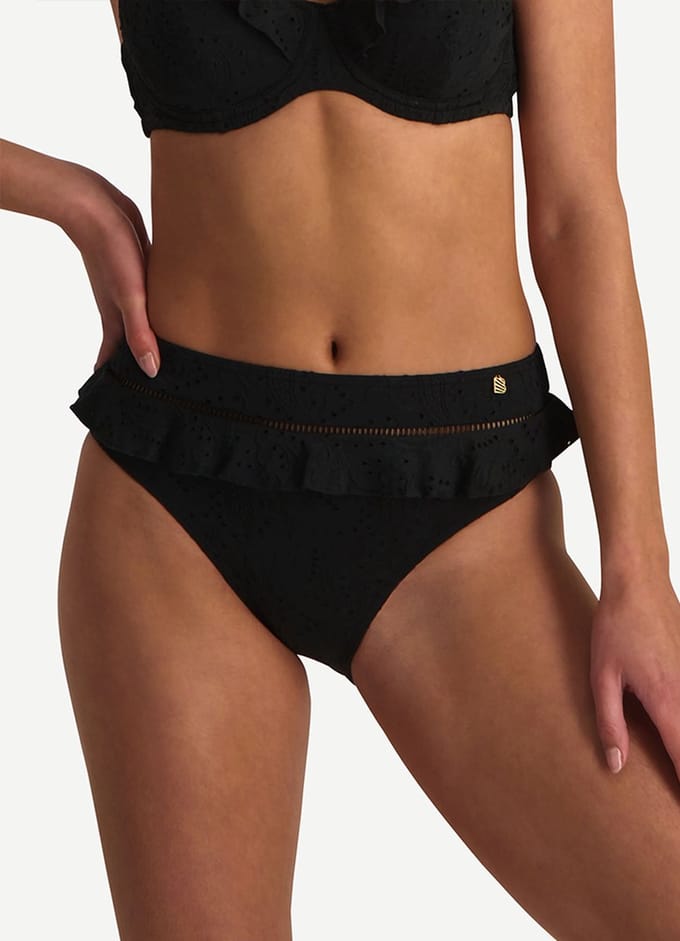 Beachlife - Maat 40 - Black Embroidery High Waist bikinibroekje