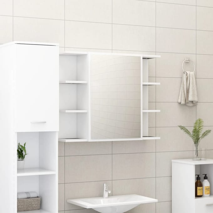 vidaXL - Badkamerspiegelkast - 80x20,5x64 - cm - bewerkt - hout - wit