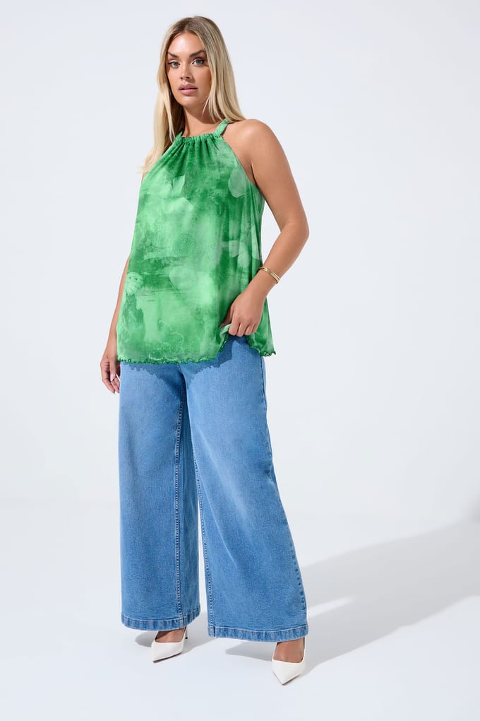 Limited Collection Groene Haltertop Met Vlinderprint Size 46