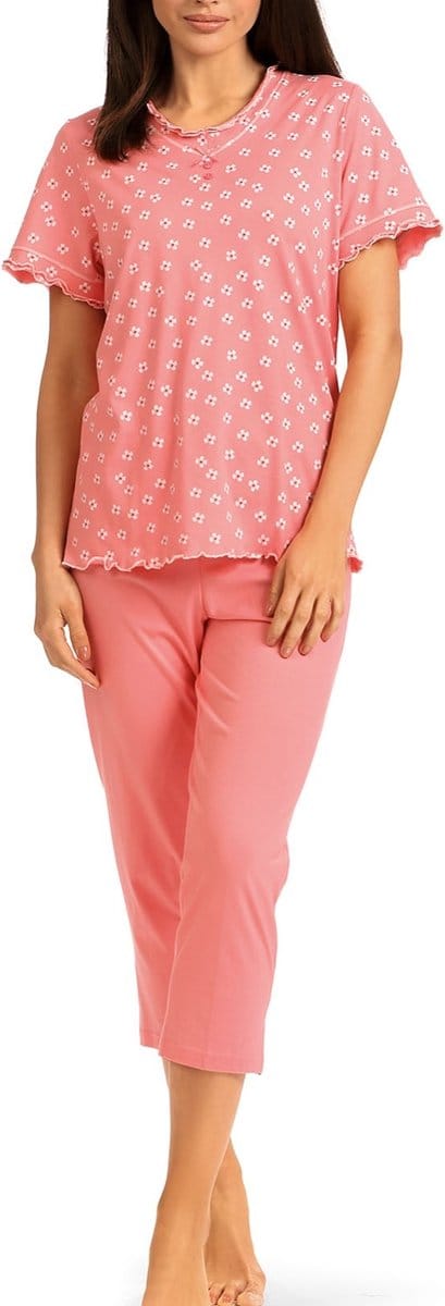 Comtessa - Dames Pyjama - 7/8 broek - Katoen - flamingo roze - Maat 48