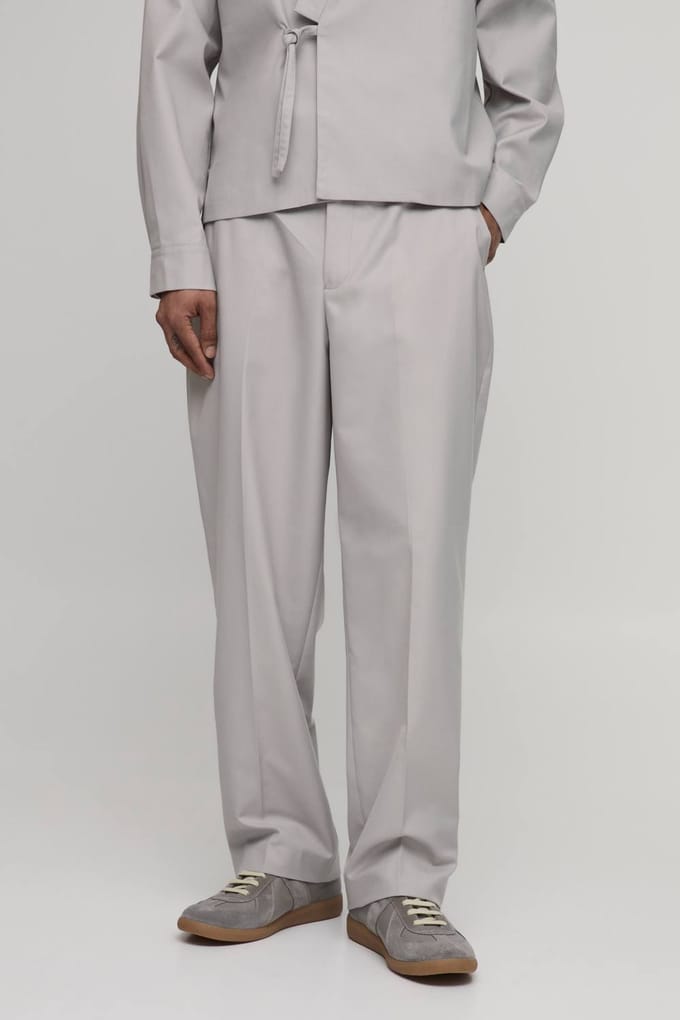 Kostuumbroek Met Riem In Relaxed Fit | Stone | Size 30
