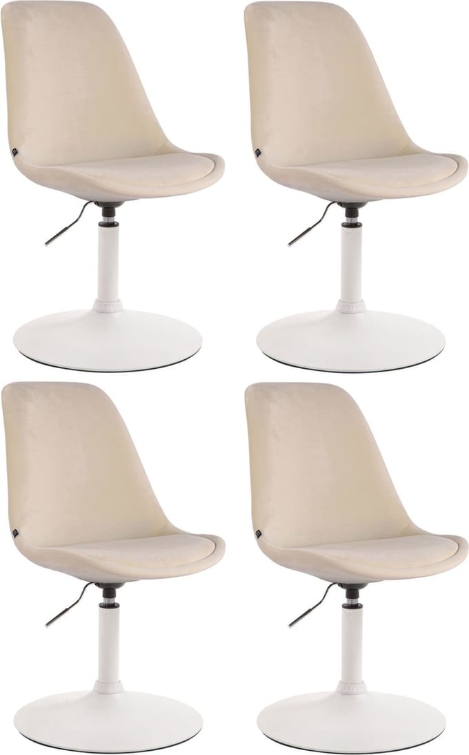 CLP Maverick Set van 4 Eetkamerstoelen - Fluweel creme wit