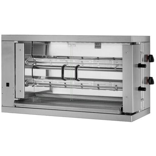 GGM Gastro Gas kippengrill - 11kW - 2 spitten voor 12 kippen zilver