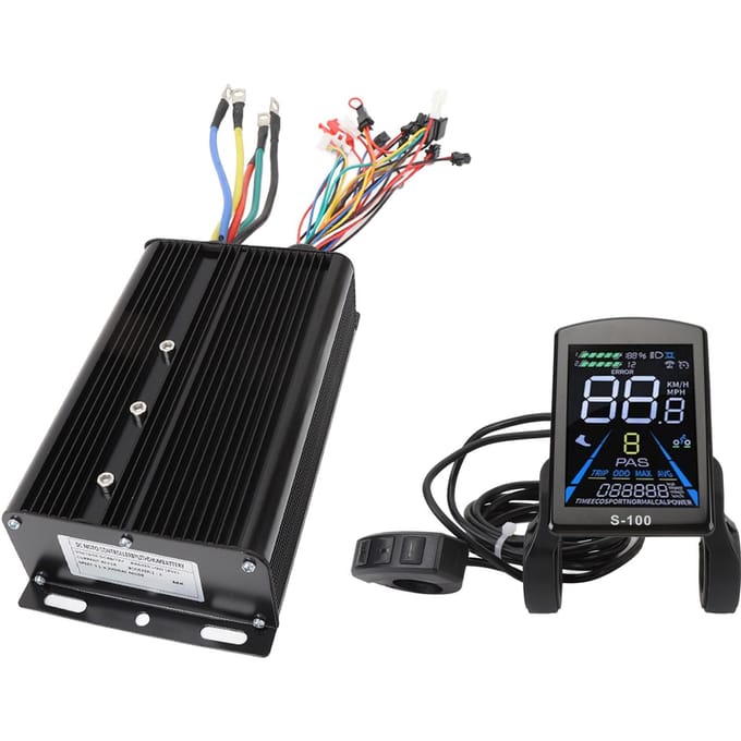 Elektrische Fiets Motor Controller Hoge Vermogen Borstelloze Motor Snelheid Controller Kit met LCD Display Handvat Handvat Ondersteuning black