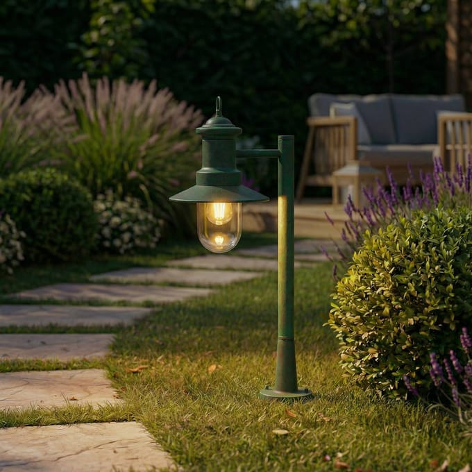 Lindby - Tuinpad verlichting - 1licht - Staal, glas - H: 60 cm - E27 - groen