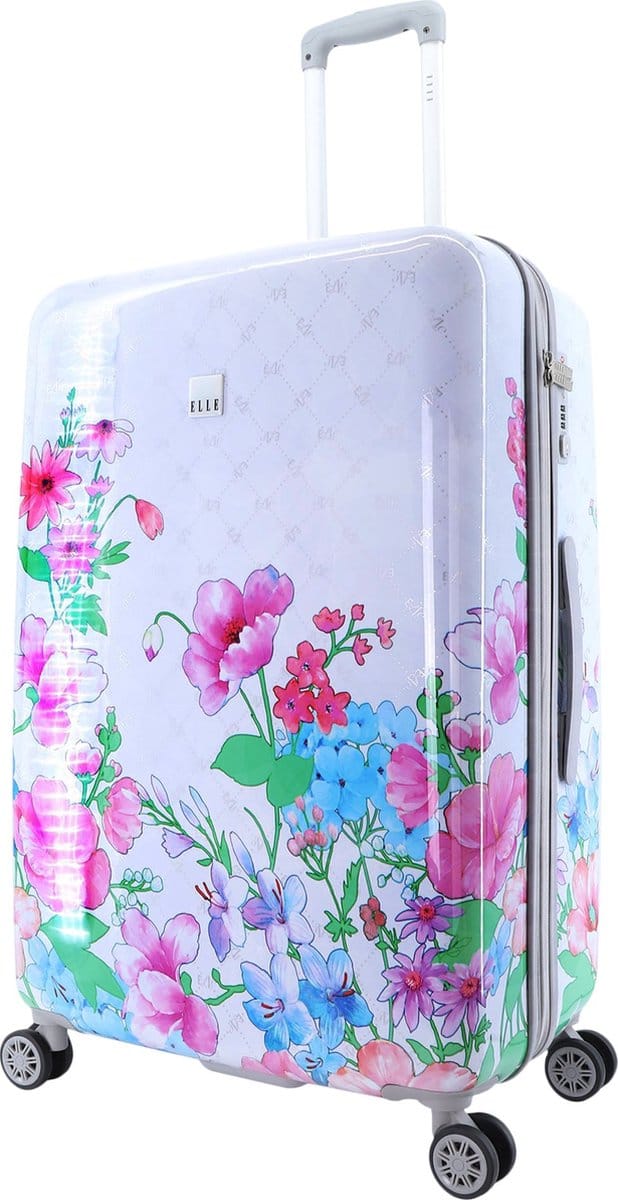 ELLE Harde Koffer / Trolley / Reiskoffer - 70 cm (Large) ? Bouquet - Wit - Wit / Large