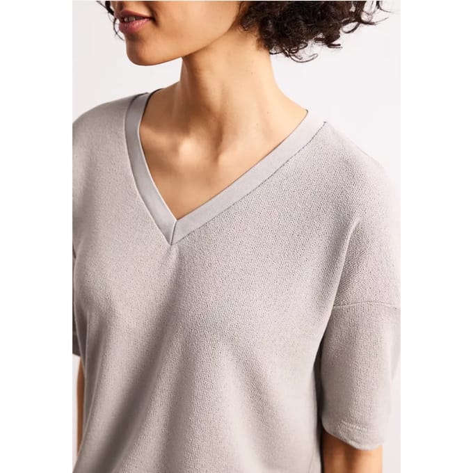 Shirt in gebreide look met V-hals