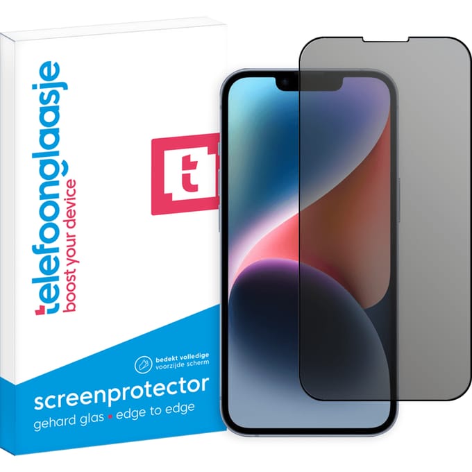 iPhone 14 Privacy screenprotector gehard glas Edge to Edge