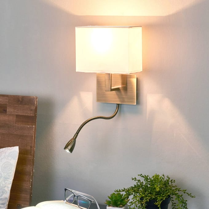 Searchlight HOTEL Slaapkamer Wandlamp met Leeslamp Goud