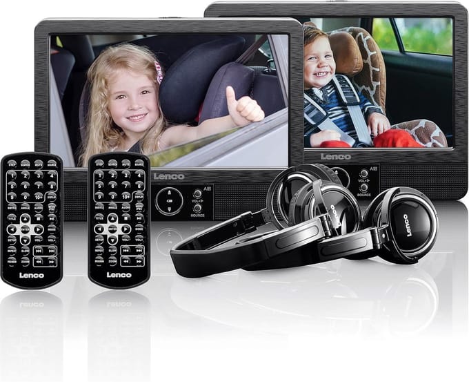 Draagbare Dubbele DVD Speler Set met 2x 9 inch Schermen voor Kinderen en Auto