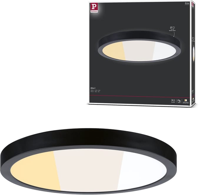 LED-paneel Abia 2 White Select Schemergestuurde bewegingsmelder (HF) rond 400 mm 16W 1400lm White Select Zwart