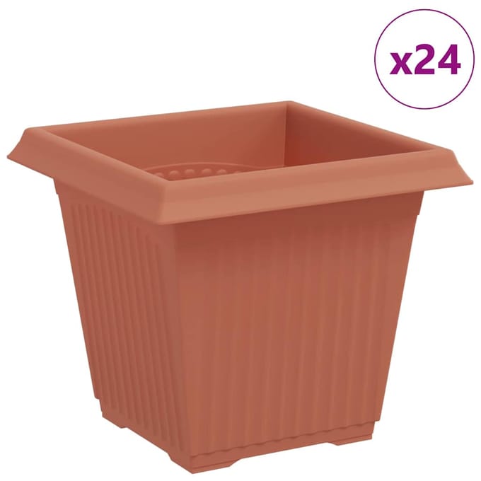 vidaXL - Vierkante - Bloempot - 24 - st - Baksteenrood - 16 - x - 16 - x - 14 - cm - Kunststof