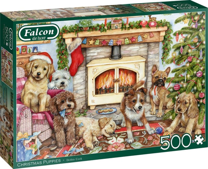 Falcon puzzel Christmas Puppies - Legpuzzel - 500 stukjes