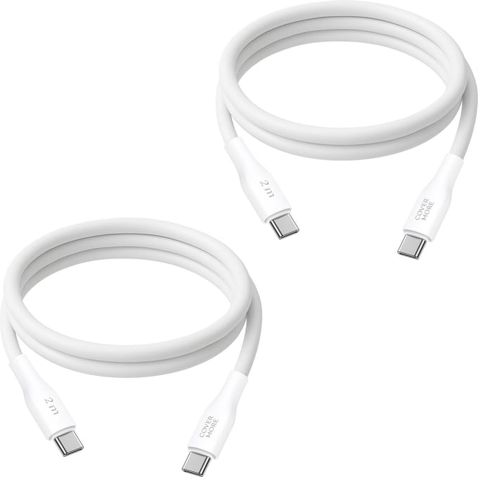 Usb C kabel - 2 stuks - Usb C naar usb C - Snel oplaadkabel met usb C aan beide kanten - Snellader - 2 meter - Wit