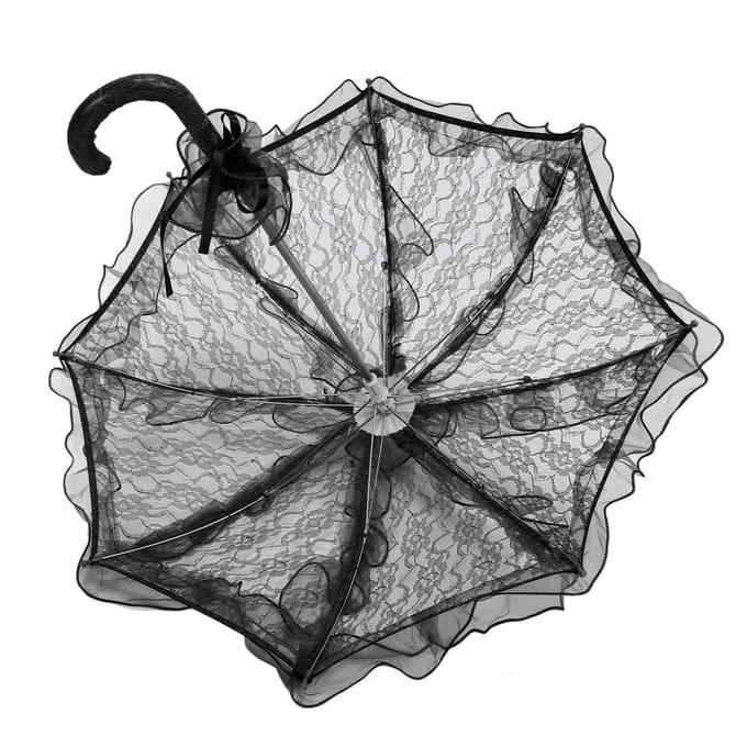 Parasol en dentelle fait à la main pour mariage, élégant et décoratif noir