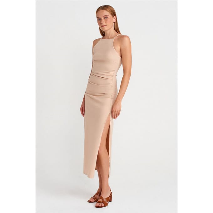 Bodycon Halter Midi-jurk Met Splits