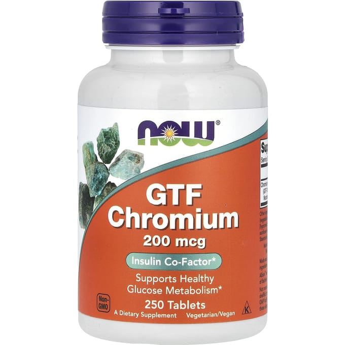 NOW - GTF Chromium - Chroom - 200 mcg - 250 tabletten