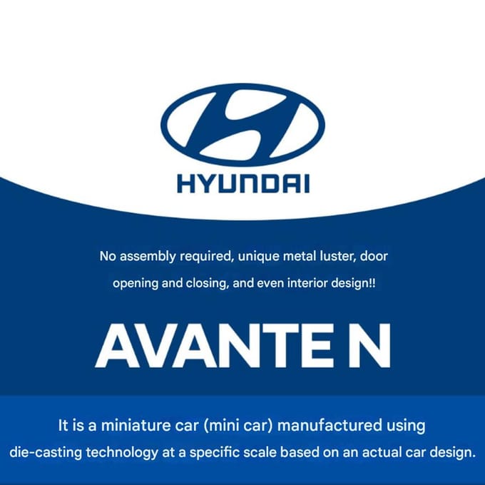 Hyundai Avante N Facelift 1:38 Diecast Modelauto Blauw Pull Back Speelgoed gray