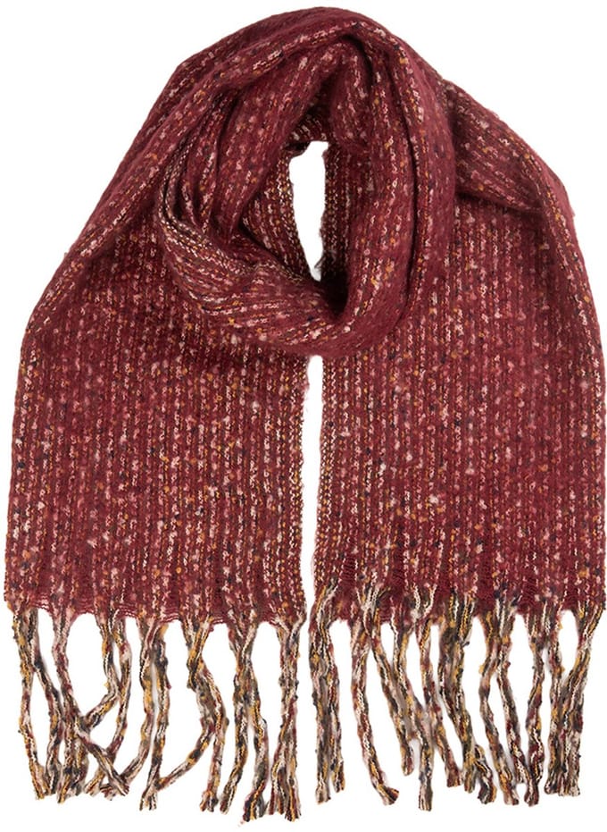 Clayre & Eef Wintersjaal Dames 50x210 cm Rood Textiel
