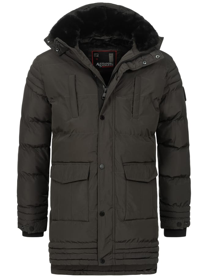 Alessandro Salvarini heren winterjas AS285 met teddyvoering en afneembare capuchon