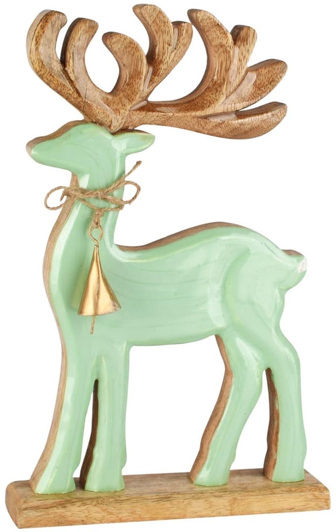 Dekoratief | Deco hert, groen, hout/email, 20x5x32cm | A258312