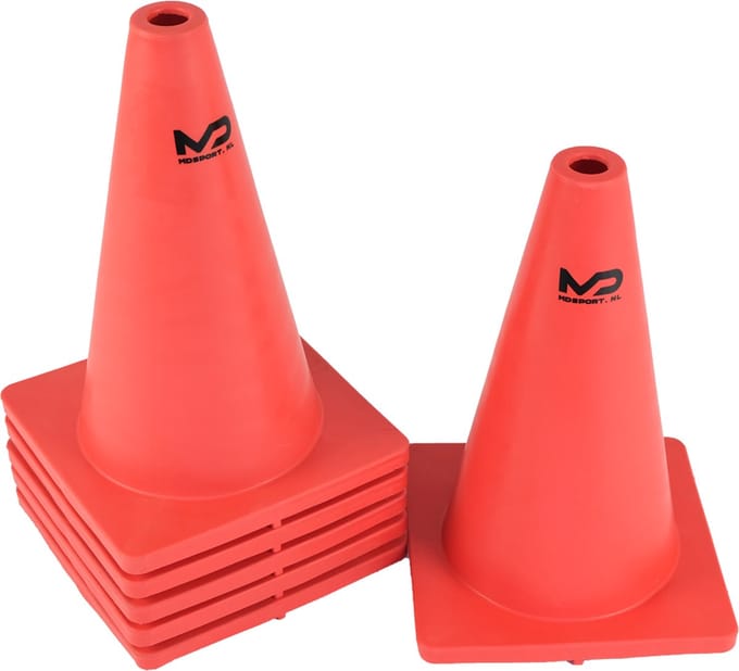 MDsport - Pion flexibel - Pylon flexibel - Onbreekbare pion - Zachte pion - Set van 6 - Rood