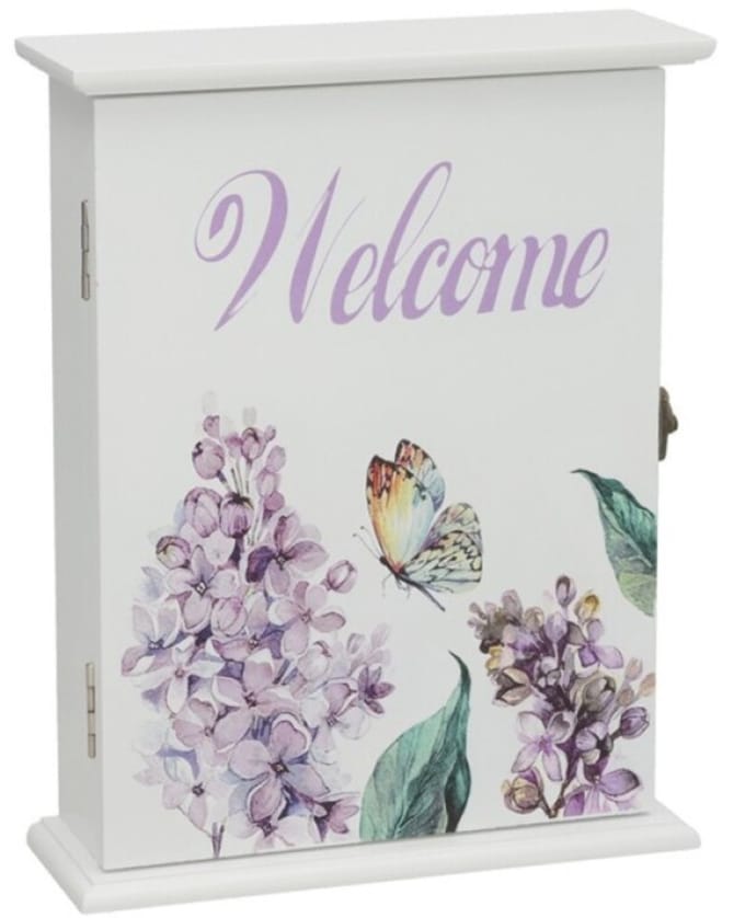 Gerimport Sleutelkast - hout - met print - home decoratie - L25 x B19 cm