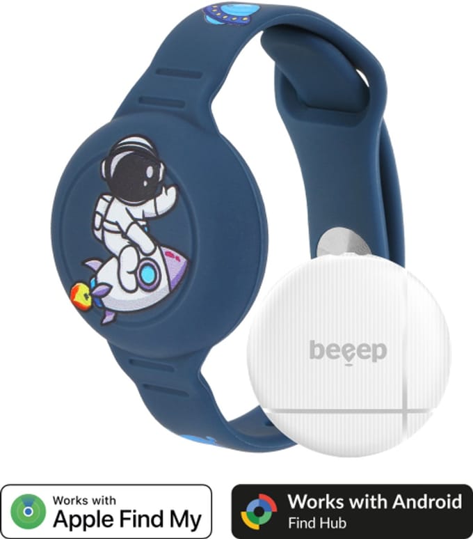 Beeep OneTag Apple Find My & Android Tracker - Kids Wristband Silicon Astronaut