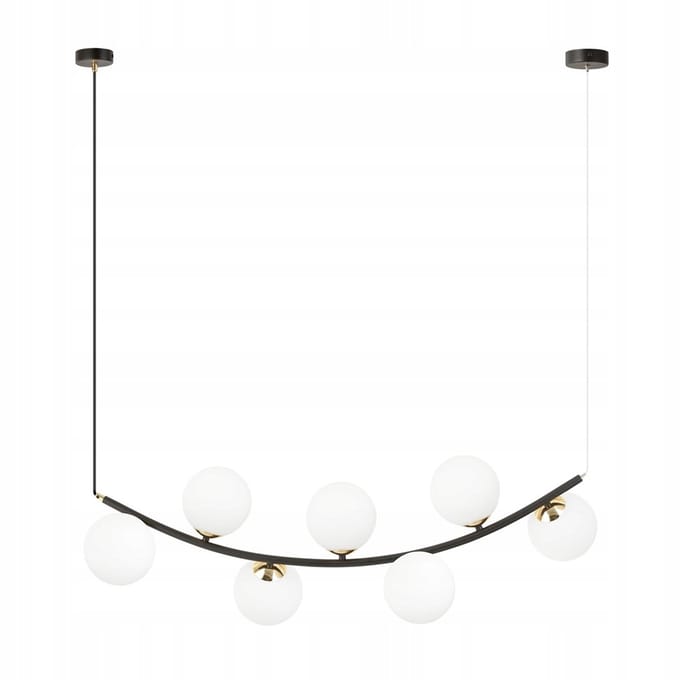 Emibig RITZ 7 BL OPAL hanglamp - Staal, Glas, E14, 7x10W