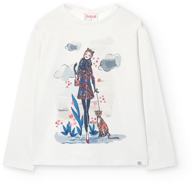 Boboli Stretch Knit T-shirt Met Lange Mouwen Wit 6 Years Meisje