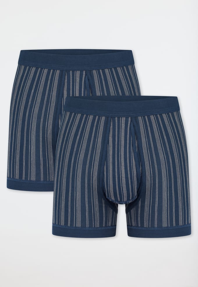 Korte broek met fijne rib, set van 2, met gulp, donkerblauw gestreept - Original Classics 9