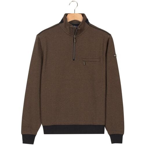 Baileys Trui Sweat Half Zip Two Tone Jacquard Doubleface Interlock Camel / male
