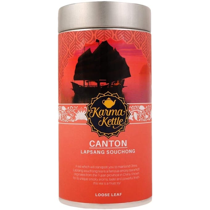 Lapsang Souchong-thee (75 gr), Canton, Karma Ketel black